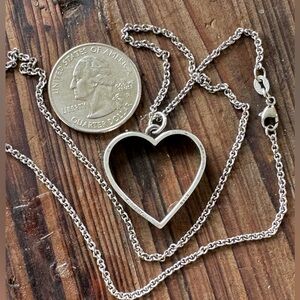 Retired large James Avery sterling heart pendant and new JA rolo 18 in necklace